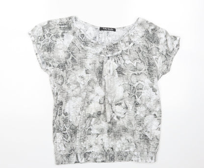 Betty Barclay Womens Grey Animal Print  Basic T-Shirt Size 12