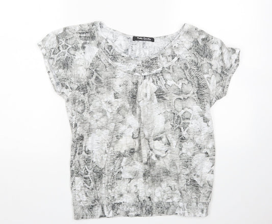 Betty Barclay Womens Grey Animal Print  Basic T-Shirt Size 12
