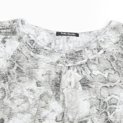 Betty Barclay Womens Grey Animal Print  Basic T-Shirt Size 12