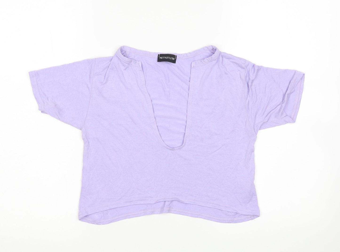 Womens UK Size 8 PRETTYLITTLETHING Purple Cropped T-Shirt