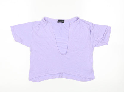 Womens UK Size 8 PRETTYLITTLETHING Purple Cropped T-Shirt