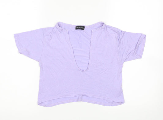 Womens UK Size 8 PRETTYLITTLETHING Purple Cropped T-Shirt