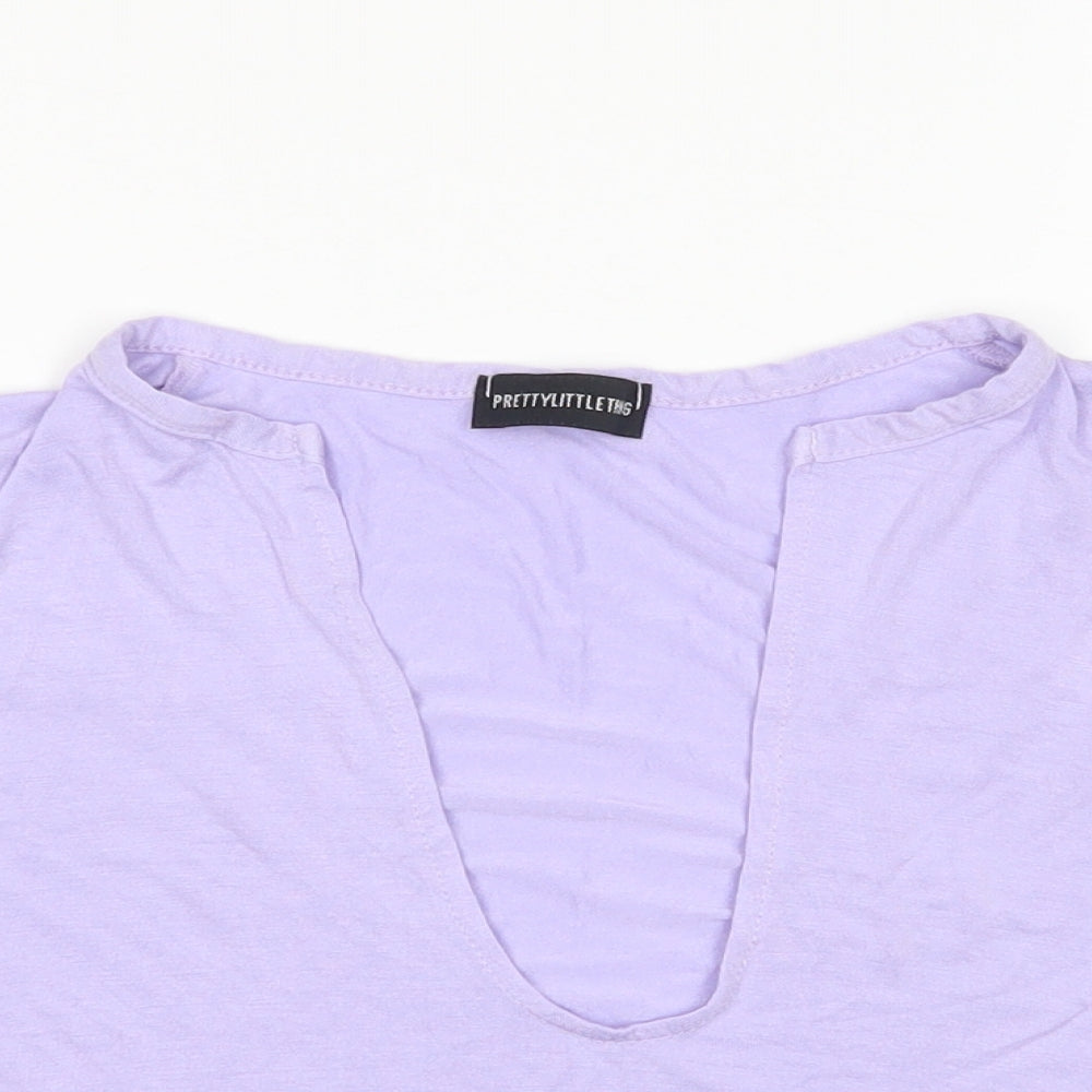 Womens UK Size 8 PRETTYLITTLETHING Purple Cropped T-Shirt