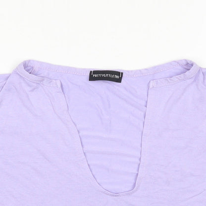 Womens UK Size 8 PRETTYLITTLETHING Purple Cropped T-Shirt