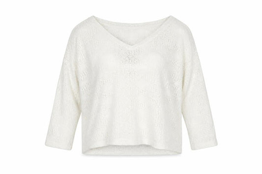Front view of Marks & Spencer women’s white jumper, size UK 16
