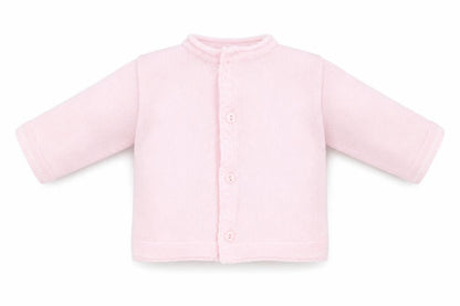 Front view of Dandelion Baby Pink Cardigan Jumper, size 0-3, Months