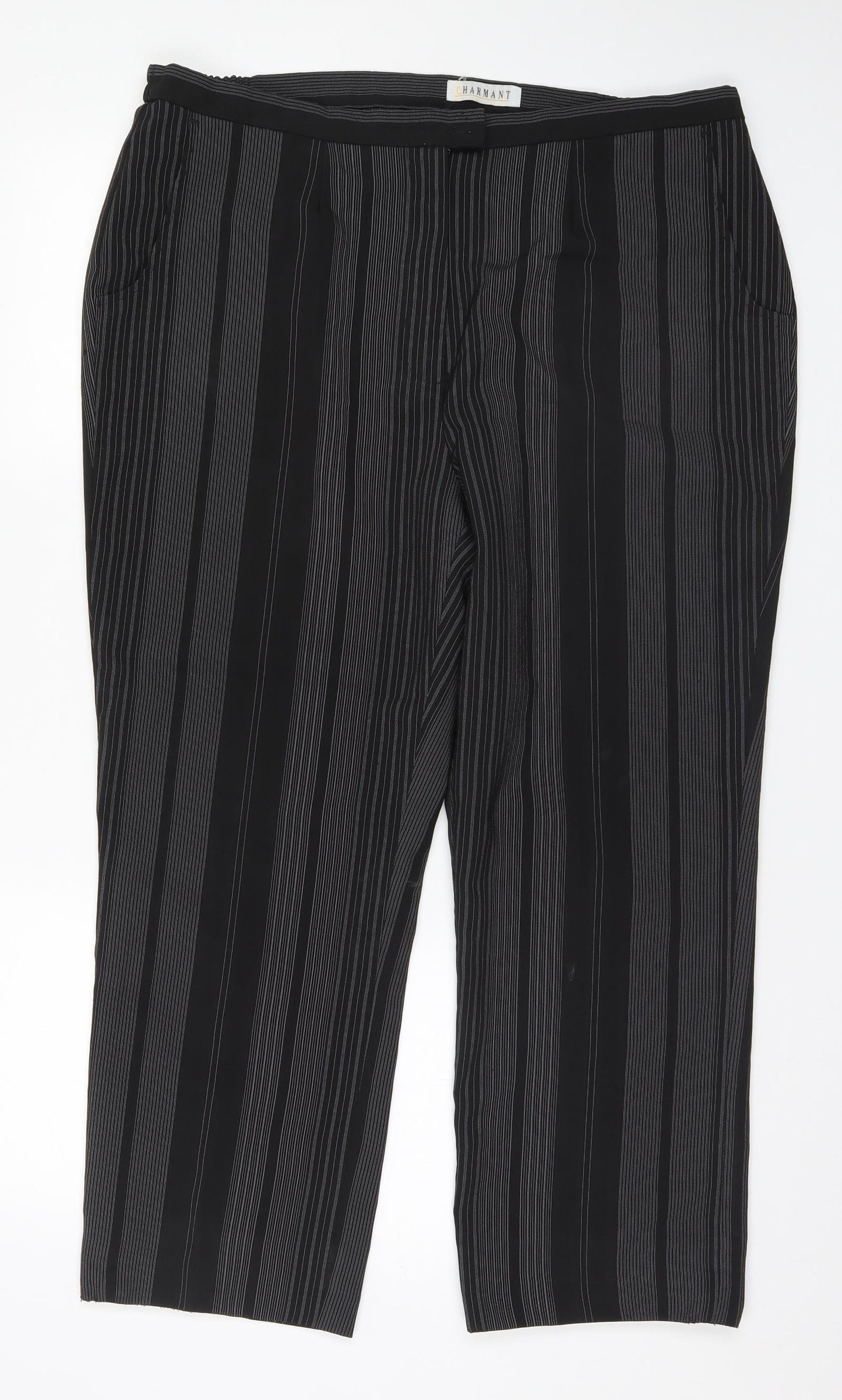 Chrmart Womens Grey Striped  Trousers  Size 20 L27 in
