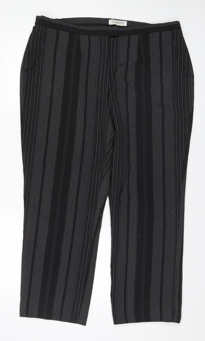 Chrmart Womens Grey Striped  Trousers  Size 20 L27 in