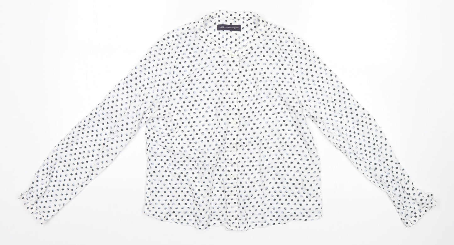 Womens UK Size 8 Marks and Spencer White Basic Button-Up