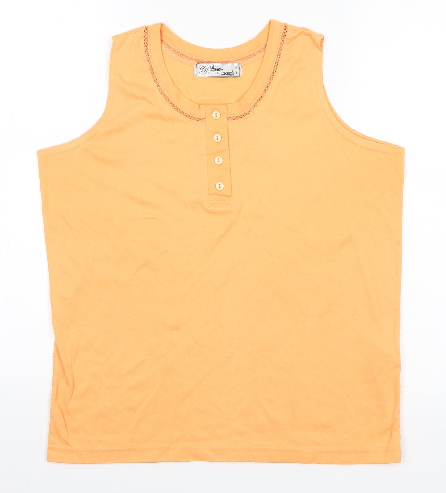Womens UK Size S Design Essentials Orange Basic Tank