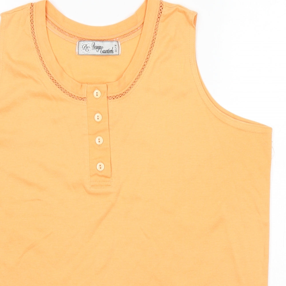 Womens UK Size S Design Essentials Orange Basic Tank
