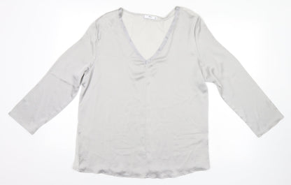 Womens UK Size L MNG Silver Basic Blouse