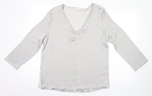 Womens UK Size L MNG Silver Basic Blouse
