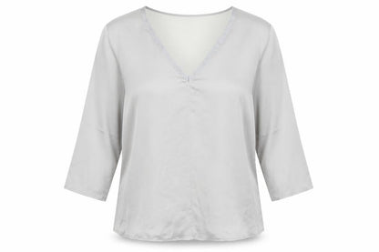 Womens UK Size L MNG Silver Basic Blouse