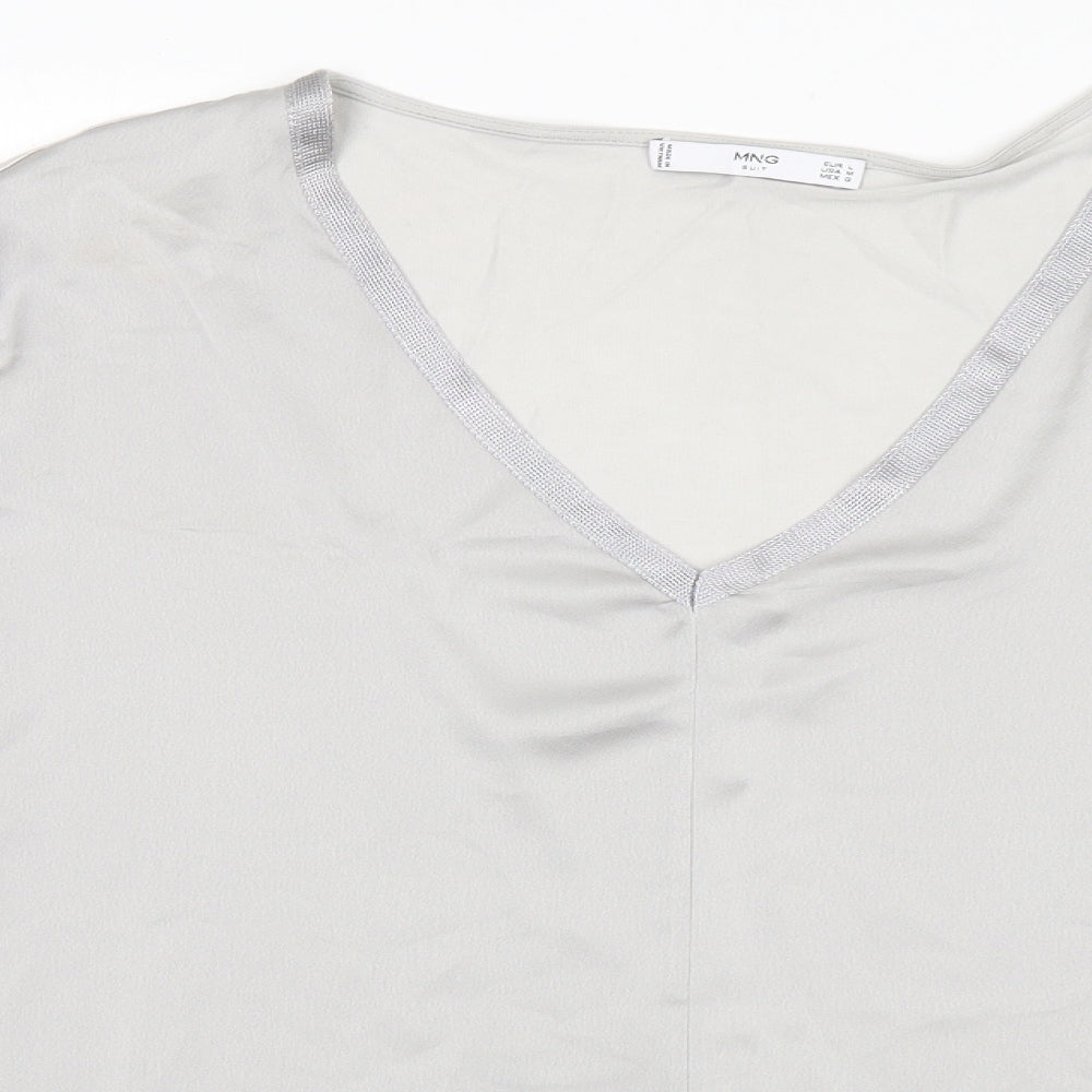 Womens UK Size L MNG Silver Basic Blouse