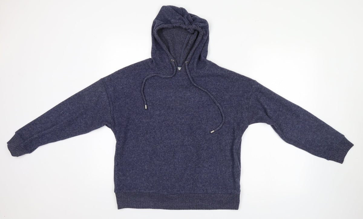 Additional front view of Nutmeg women’s blue pullover hoodie, size UK 8