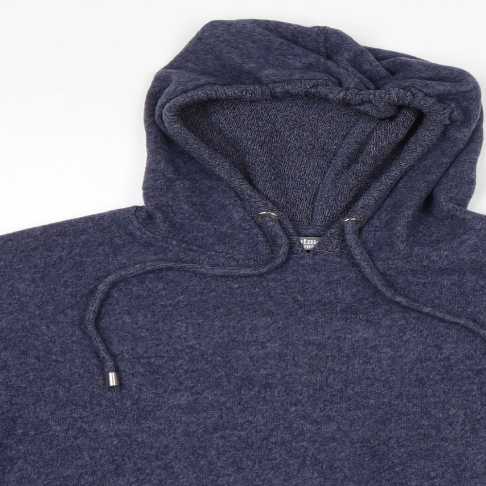 Close-up detail of Nutmeg women’s blue pullover hoodie, size UK 8