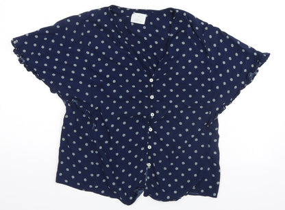 Matalan Womens Blue Floral  Kimono Pyjama Top Size 12