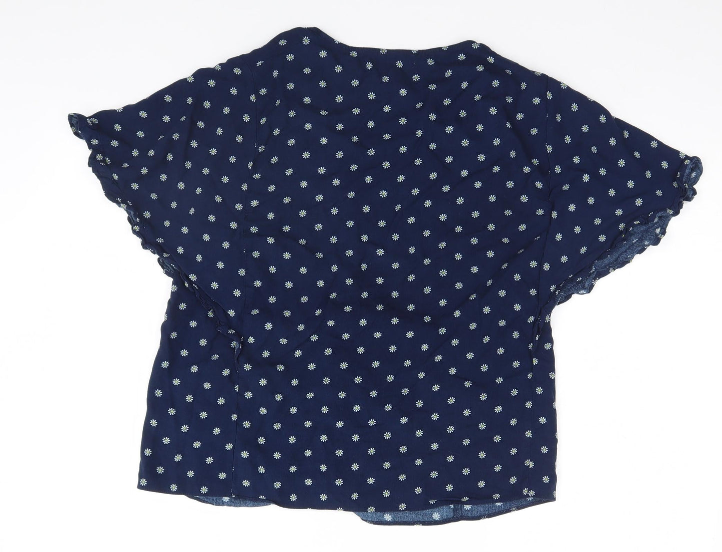 Matalan Womens Blue Floral  Kimono Pyjama Top Size 12