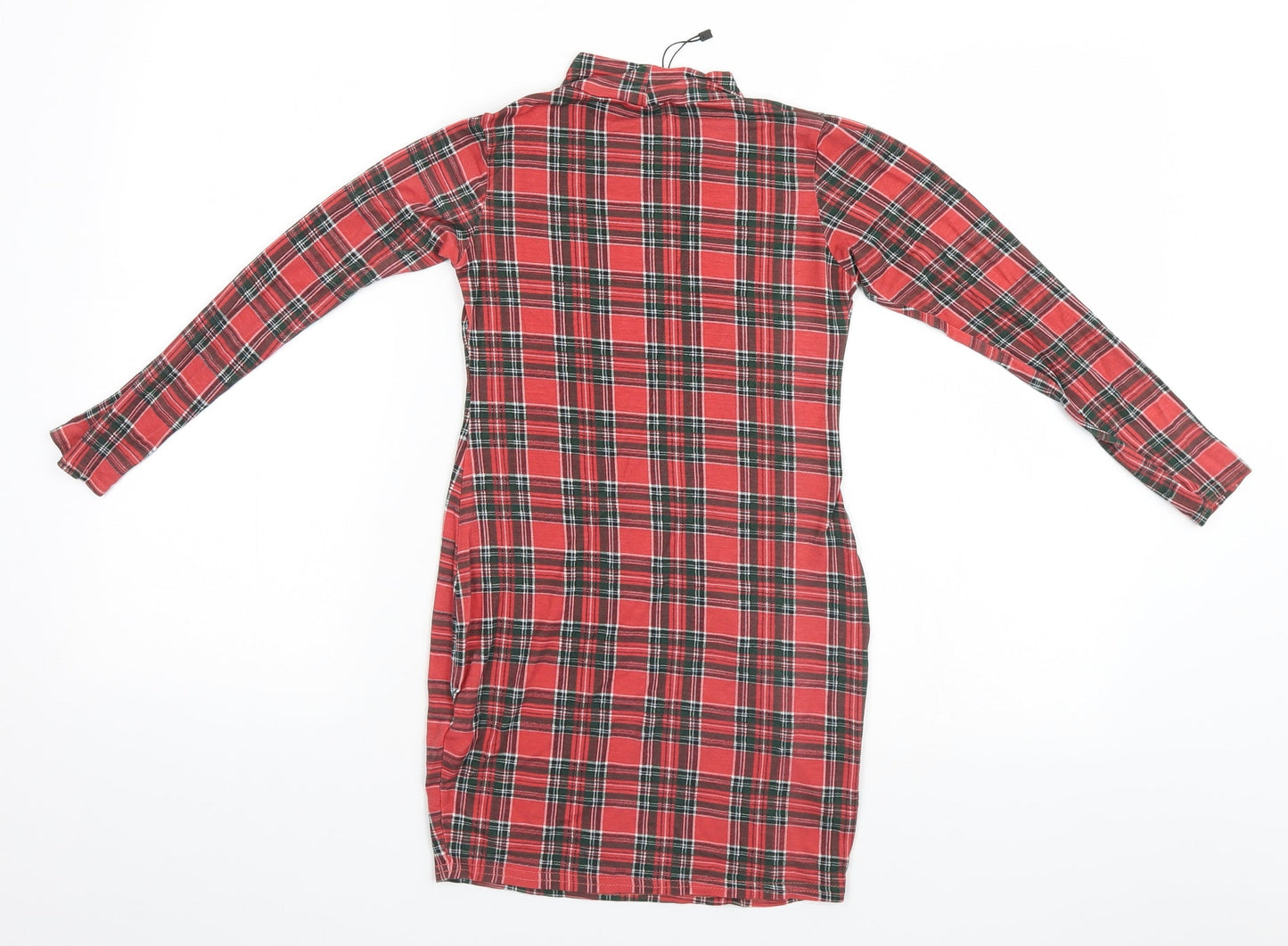 I SAW IT FIRST Womens Red Plaid  Top Pyjama Top Size 10