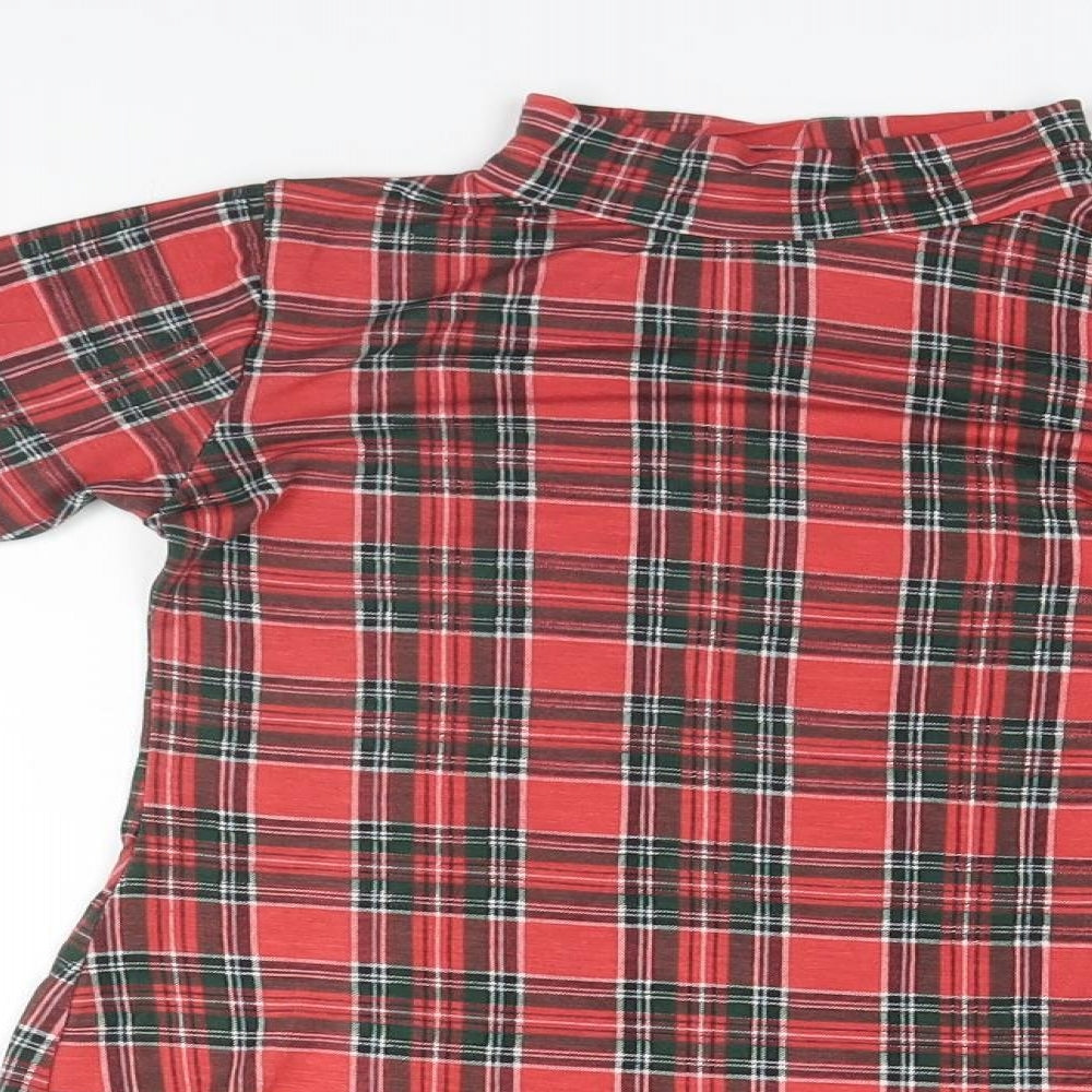 I SAW IT FIRST Womens Red Plaid  Top Pyjama Top Size 10