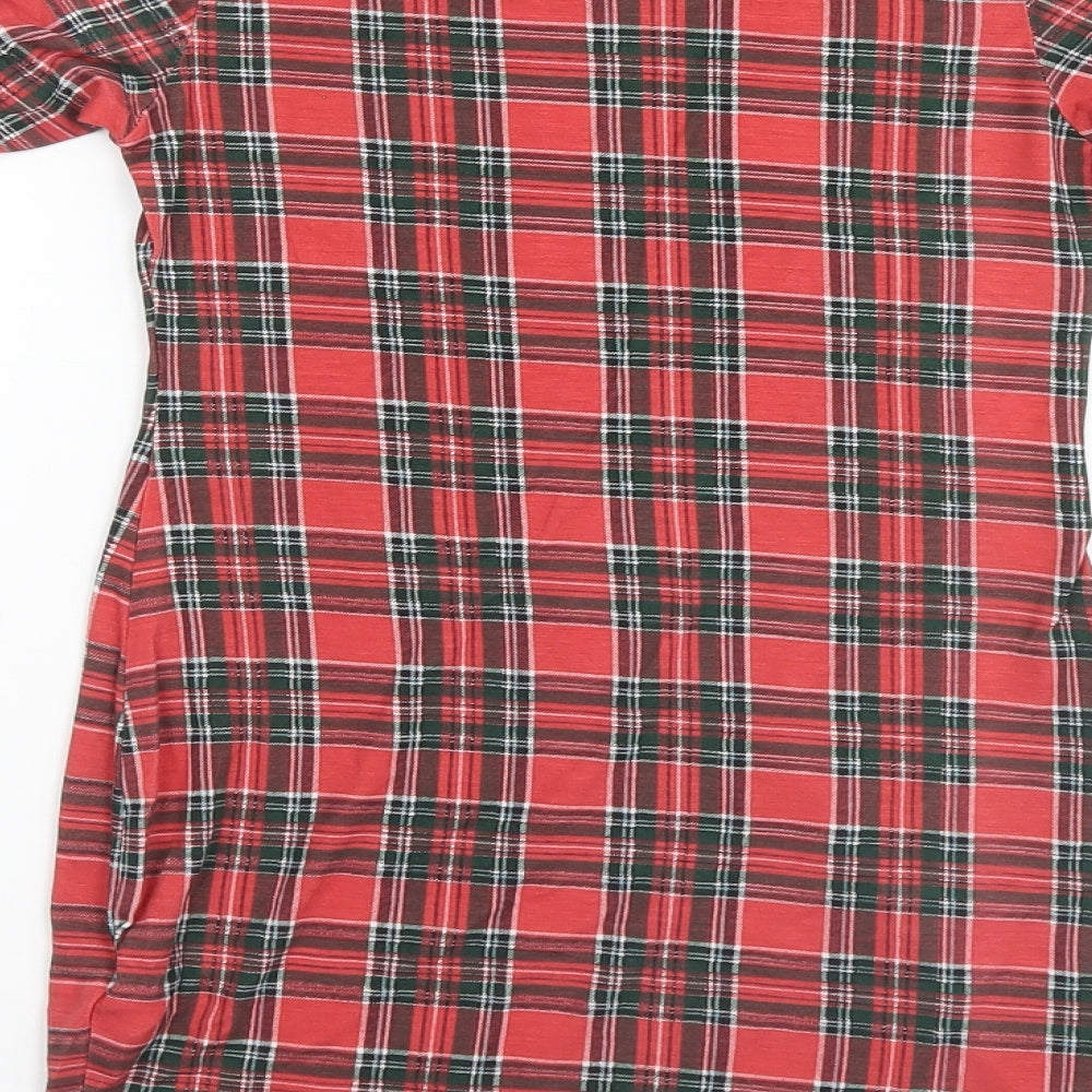 I SAW IT FIRST Womens Red Plaid  Top Pyjama Top Size 10