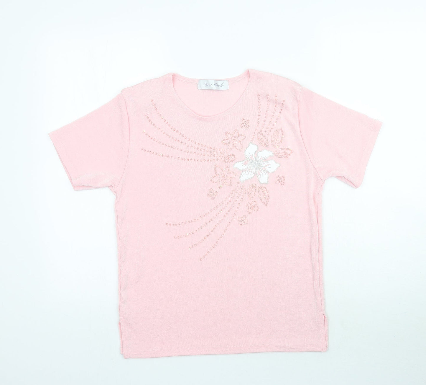 Womens UK Size 10 Pure & Natural Pink Basic T-Shirt