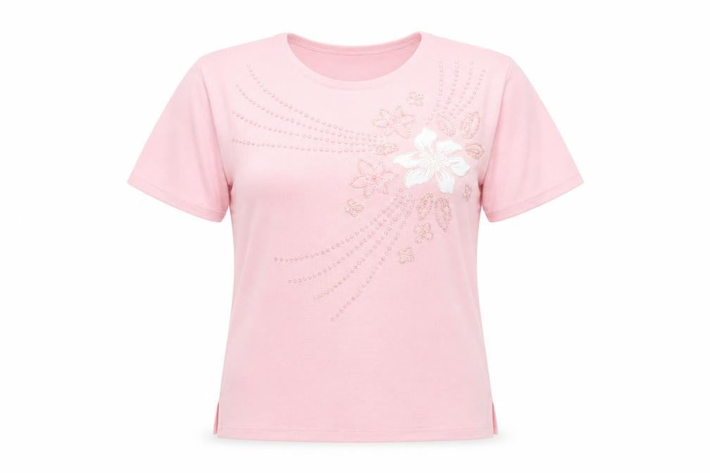 Womens UK Size 10 Pure & Natural Pink Basic T-Shirt