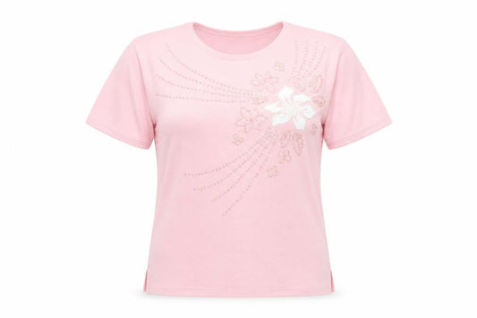 Front view of Pure & Natural women’s pink basic t-shirt, size UK 10