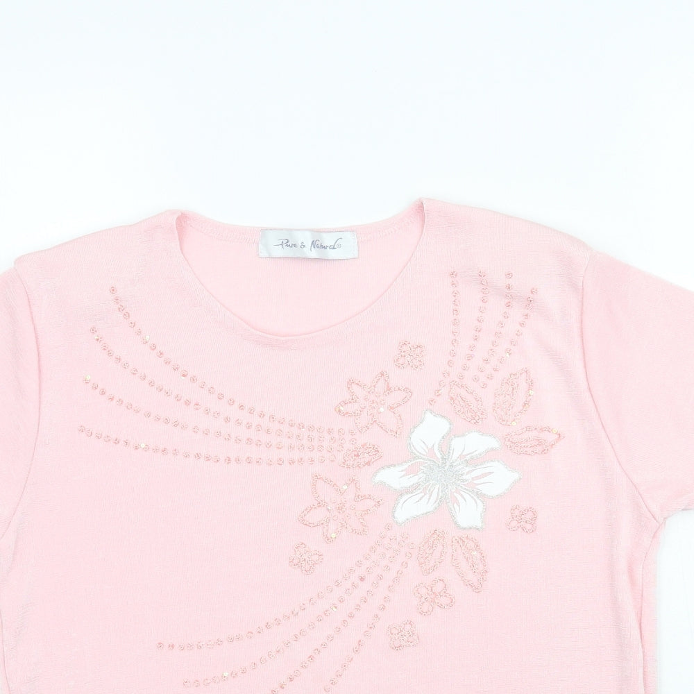 Womens UK Size 10 Pure & Natural Pink Basic T-Shirt