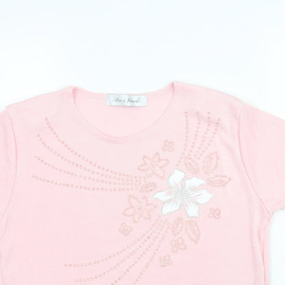 Womens UK Size 10 Pure & Natural Pink Basic T-Shirt