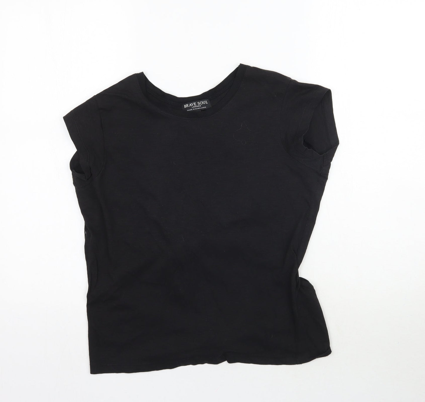 Womens UK Size XS Brave Soul Black Basic T-Shirt
