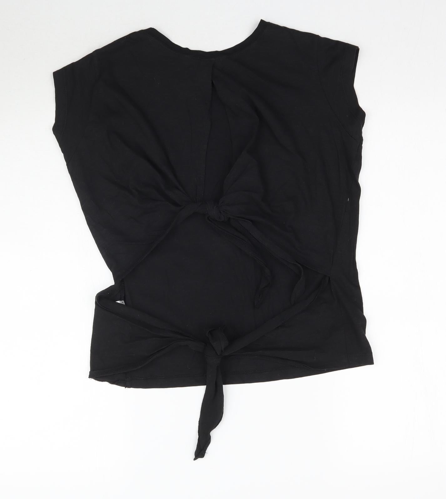Womens UK Size XS Brave Soul Black Basic T-Shirt