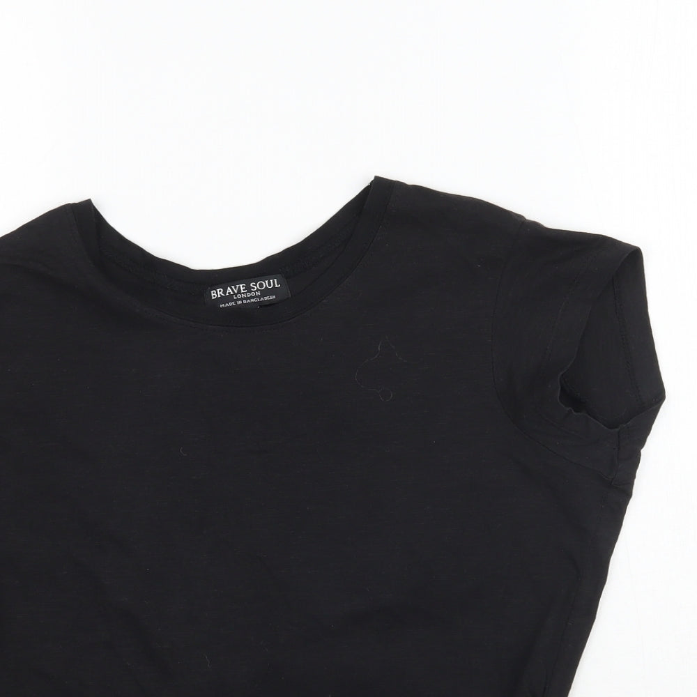 Womens UK Size XS Brave Soul Black Basic T-Shirt