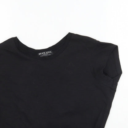 Womens UK Size XS Brave Soul Black Basic T-Shirt