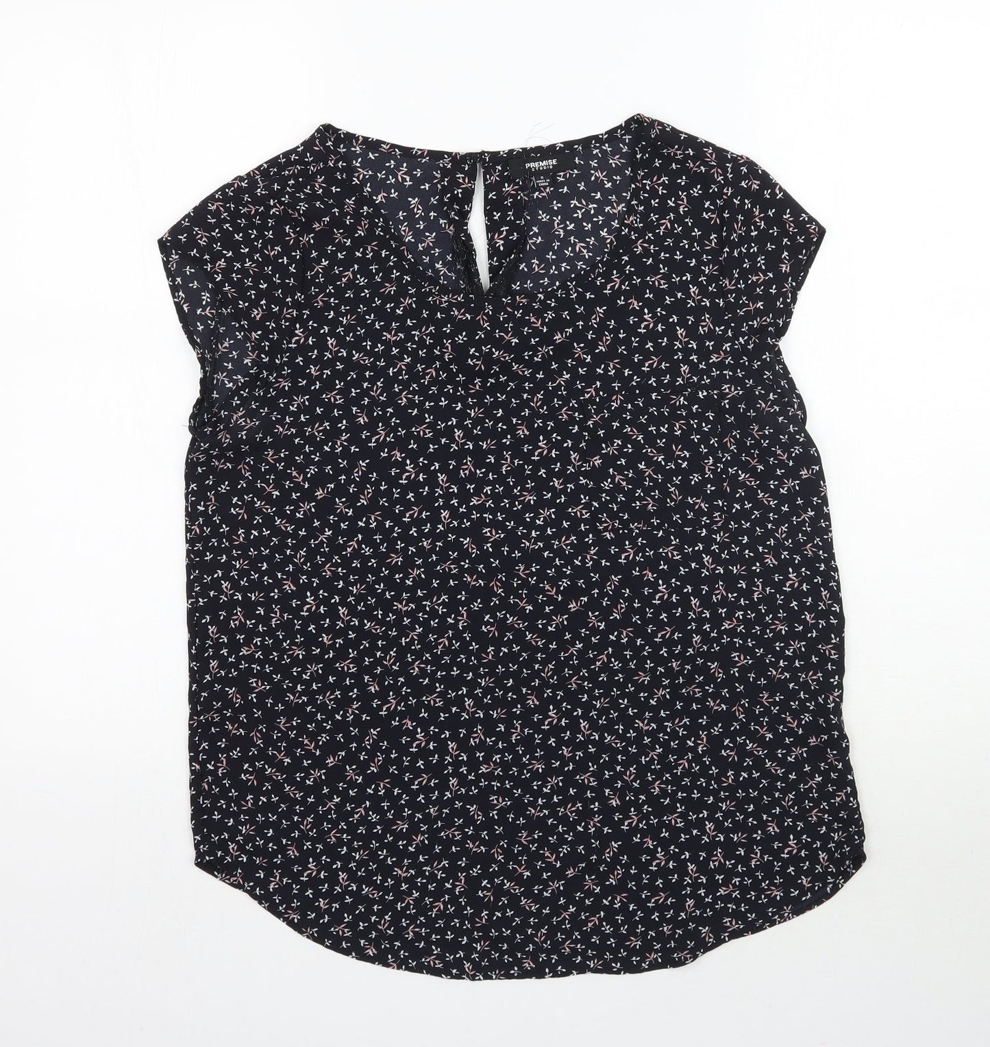 Womens UK Size S Premise Black Basic Blouse