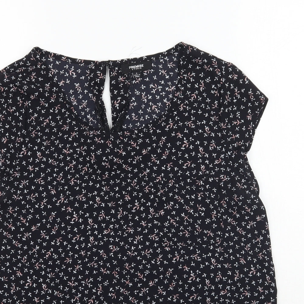Womens UK Size S Premise Black Basic Blouse