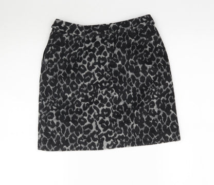 Oasis Womens Grey Animal Print  Mini Skirt Size 6