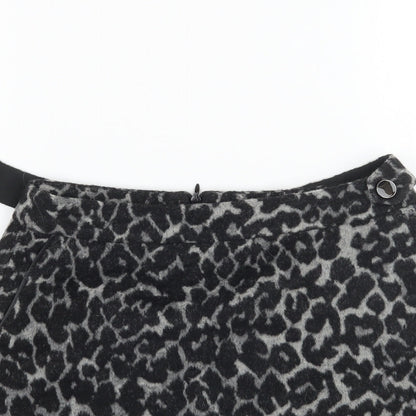 Oasis Womens Grey Animal Print  Mini Skirt Size 6