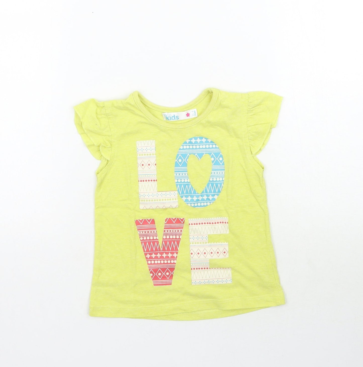 M&Co  Girls Green   Basic T-Shirt Size 18-24 Months  - Love