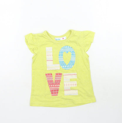M&Co  Girls Green   Basic T-Shirt Size 18-24 Months  - Love