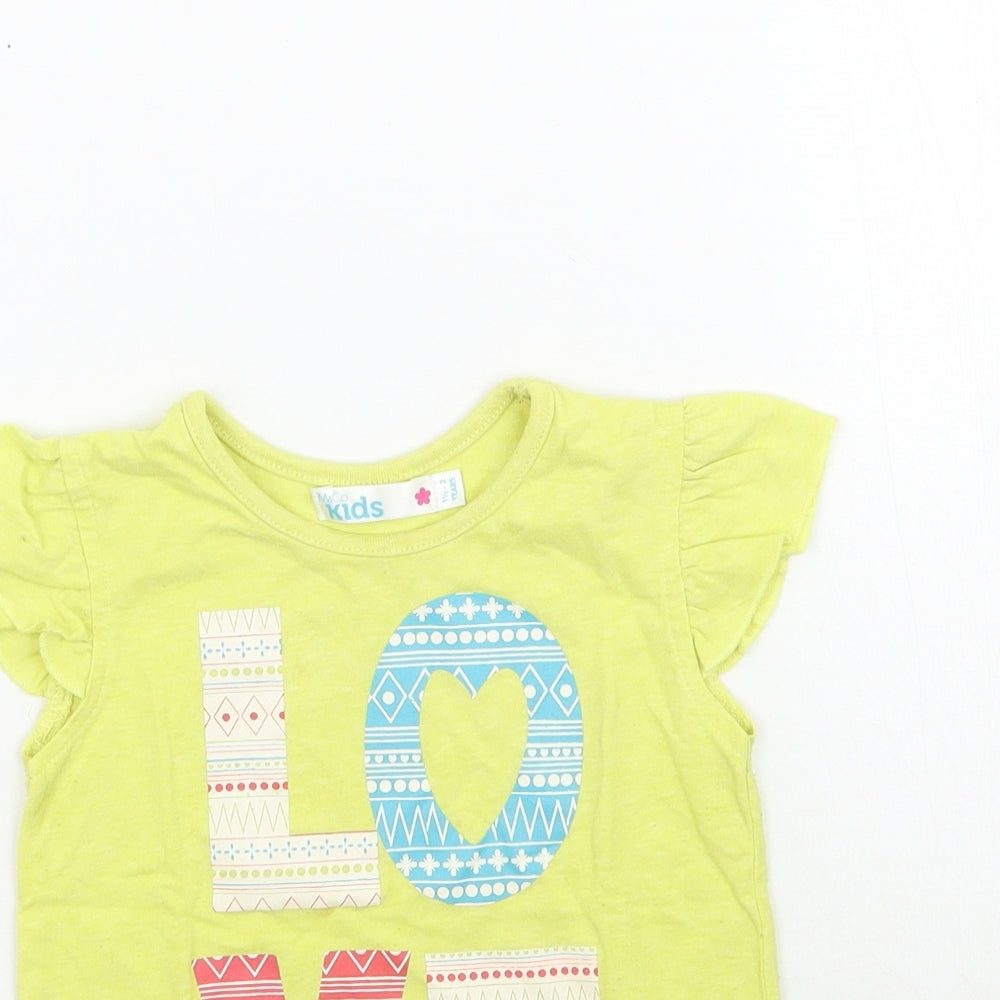 M&Co  Girls Green   Basic T-Shirt Size 18-24 Months  - Love