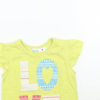 M&Co  Girls Green   Basic T-Shirt Size 18-24 Months  - Love