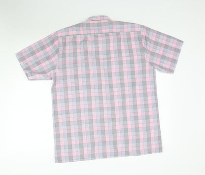 Santana Mens Pink Plaid   Button-Up Size M