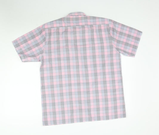 Santana Mens Pink Plaid   Button-Up Size M