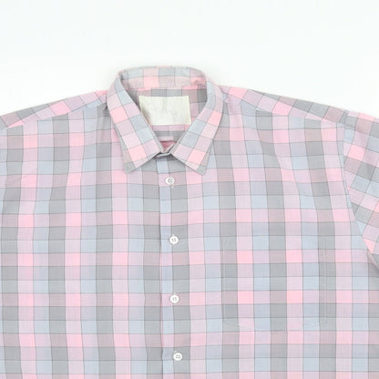 Santana Mens Pink Plaid   Button-Up Size M