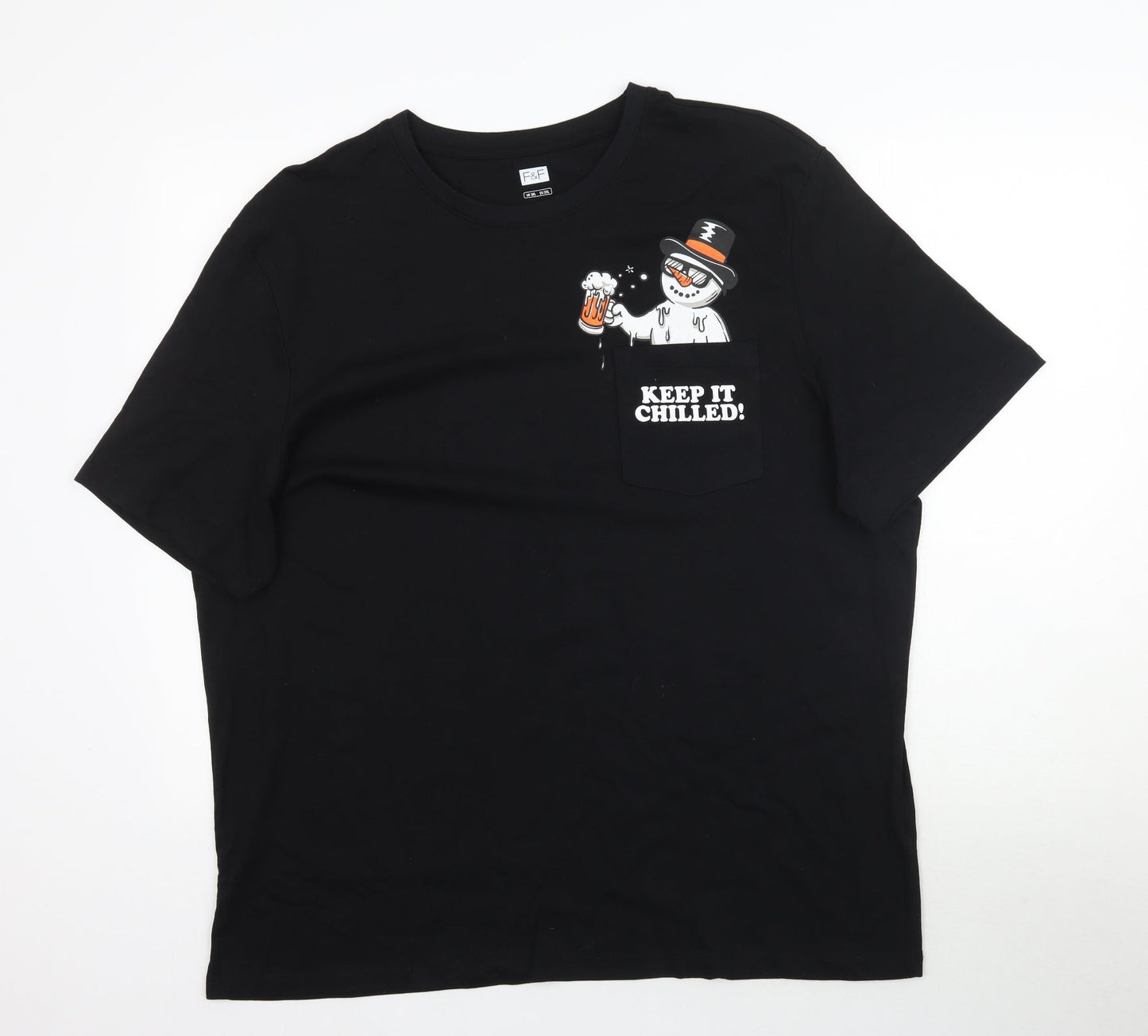 F&F Mens Black    T-Shirt Size 2XL  - Keep it Chilled