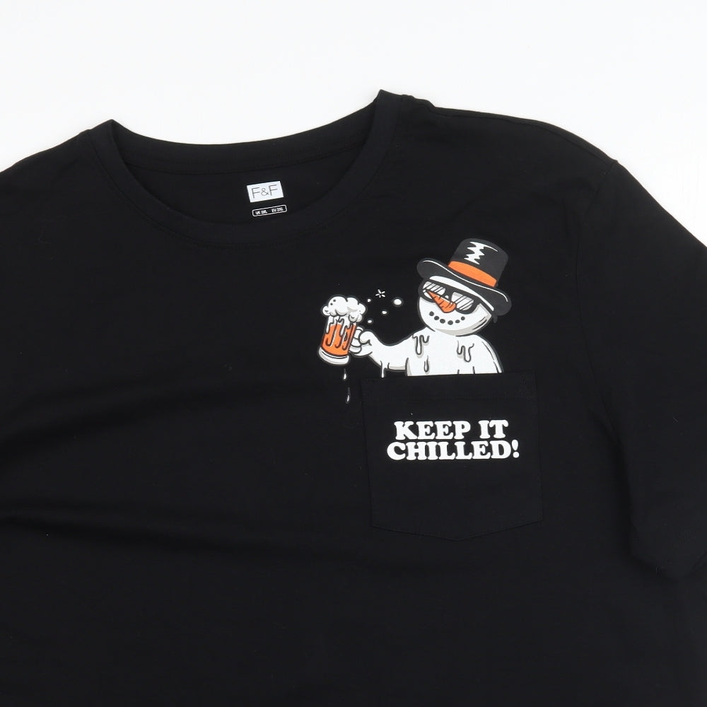 F&F Mens Black    T-Shirt Size 2XL  - Keep it Chilled