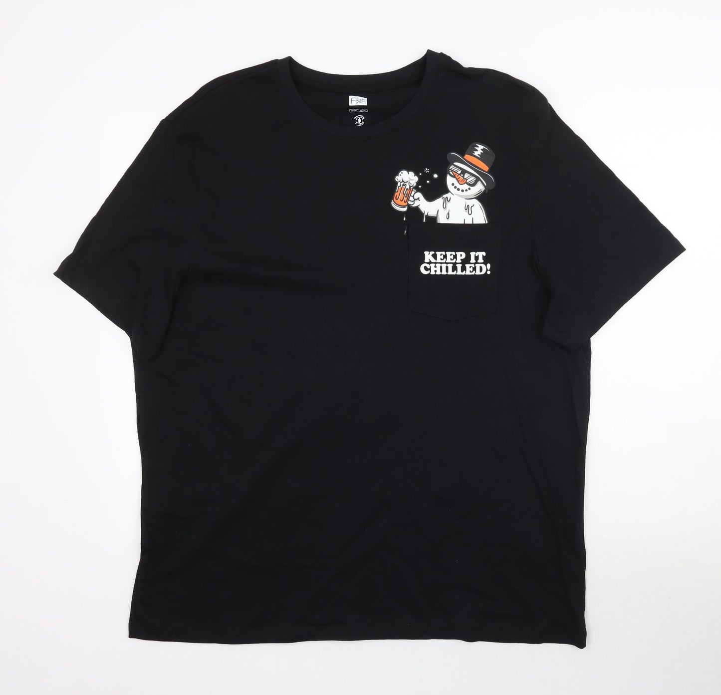 F&F Mens Black    T-Shirt Size 2XL  - Keep it Chilled