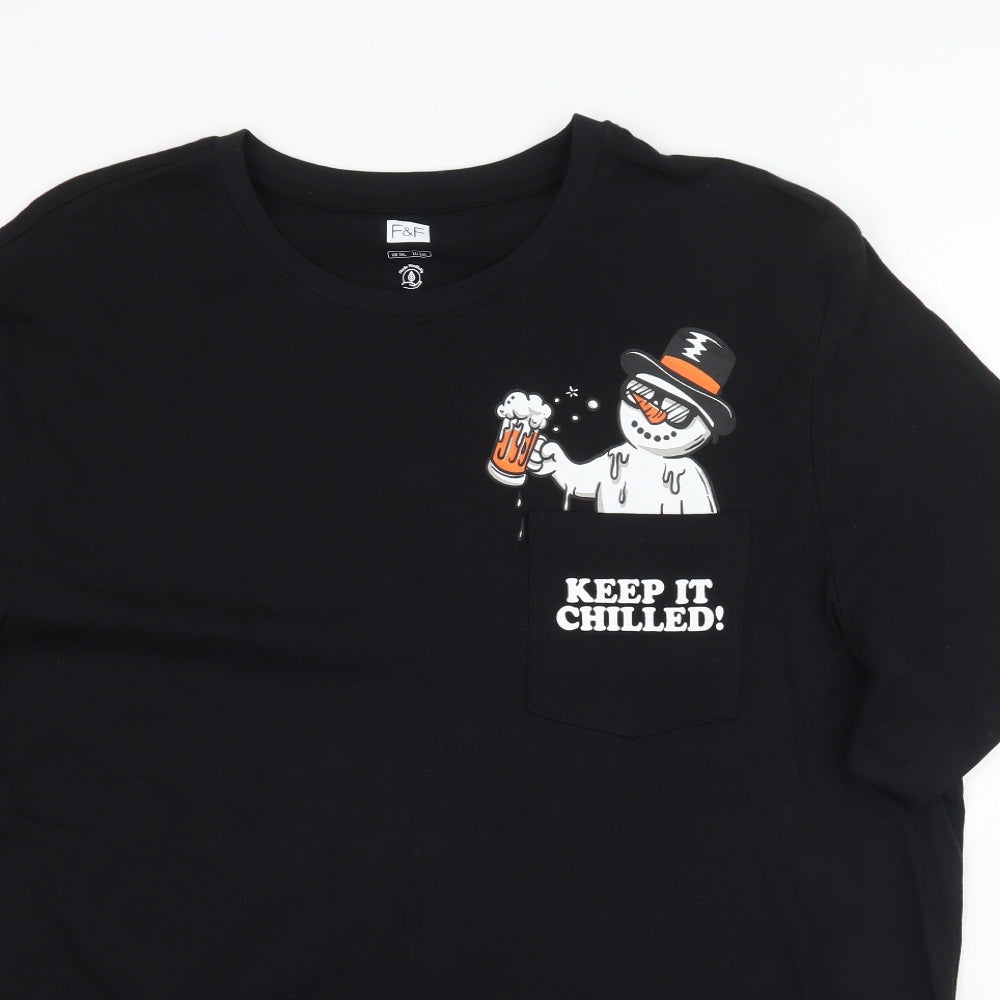 F&F Mens Black    T-Shirt Size 2XL  - Keep it Chilled